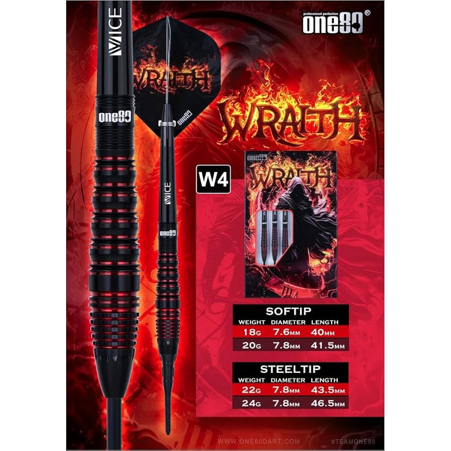 超美品⭐︎One80(ワンエイティ) Wraith(レイス) W1 2BA 18g Wraith（レイス） W1 2BA 18g｜ダーツ用品メーカーOne80（ワン